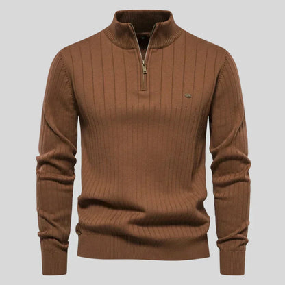 Thomas™ | Zip Neck Knit Sweaters Belleza & Glamour Brown S 