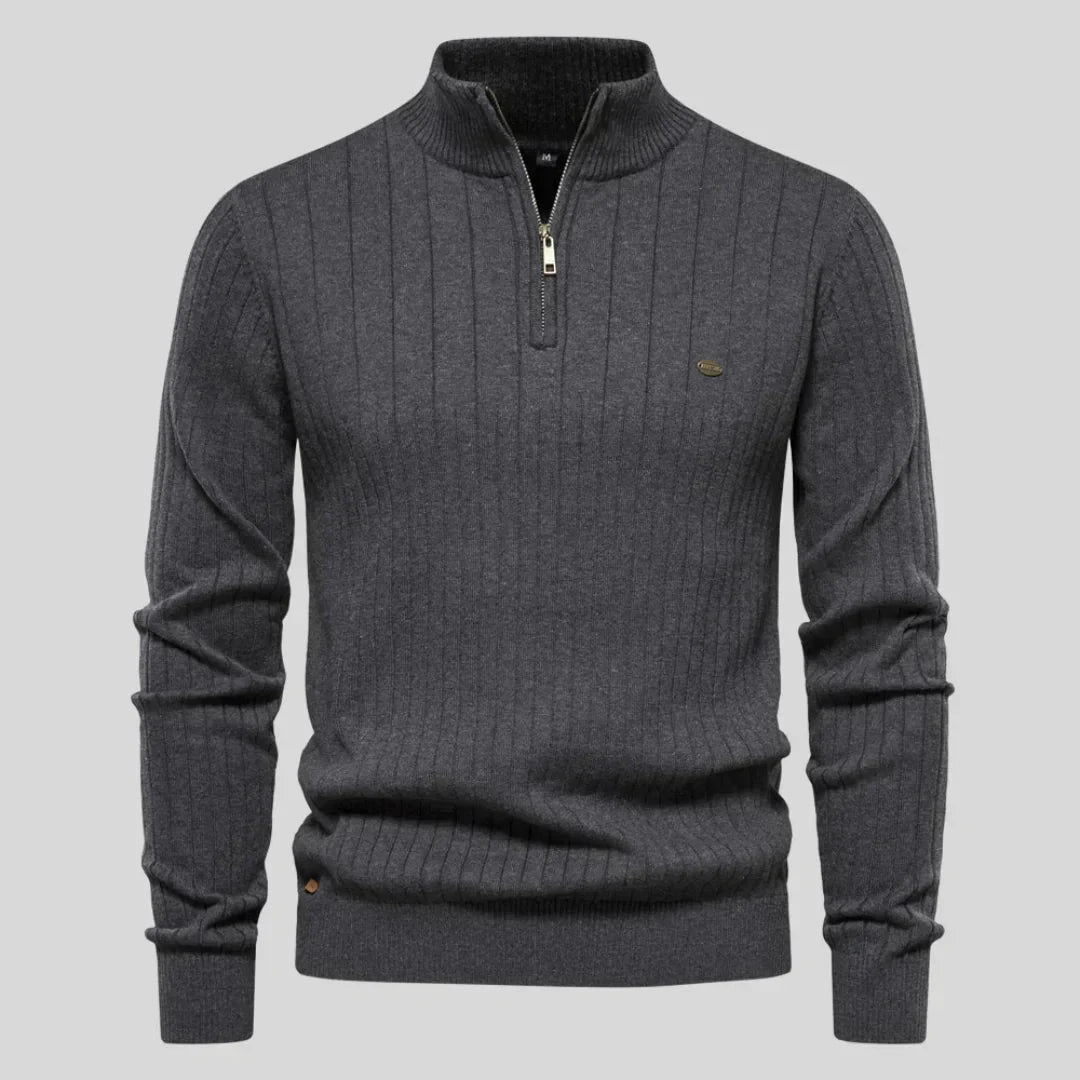 Thomas™ | Zip Neck Knit Sweaters Belleza & Glamour Grey S 