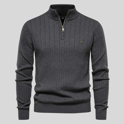 Thomas™ | Zip Neck Knit Sweaters Belleza & Glamour Grey S 