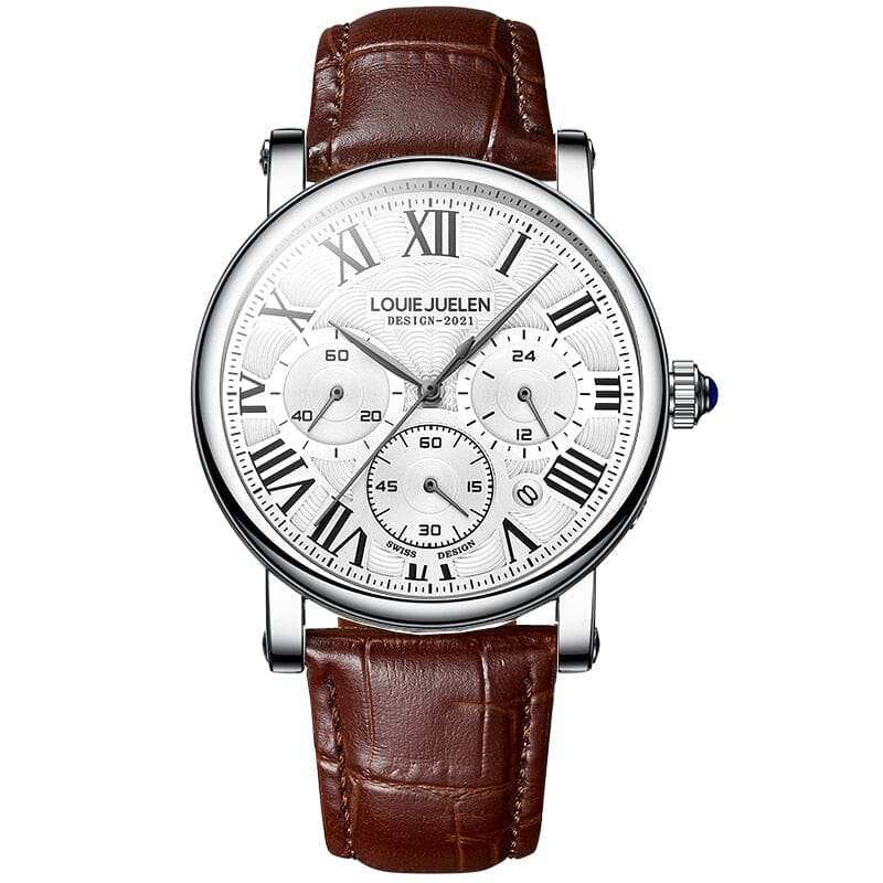 Watch Poedagar Executive classic Relogio 11 Belleza & Glamour Silver w/ Leather 
