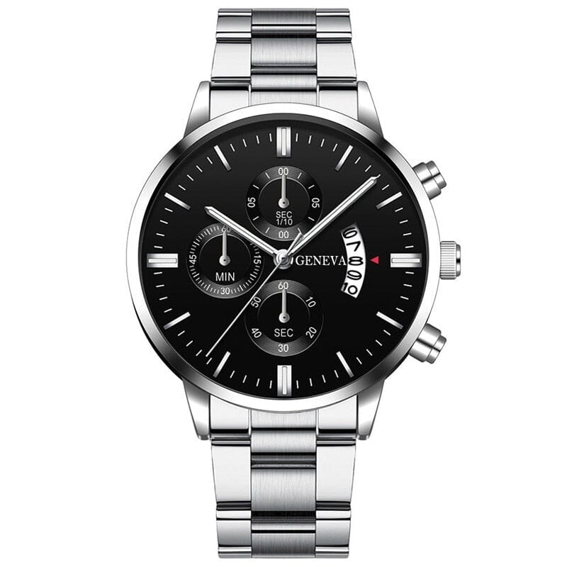 Watch Poedagar Geneva Diplomacy Relogio 14 Belleza & Glamour Genva Reverse Black Silver 