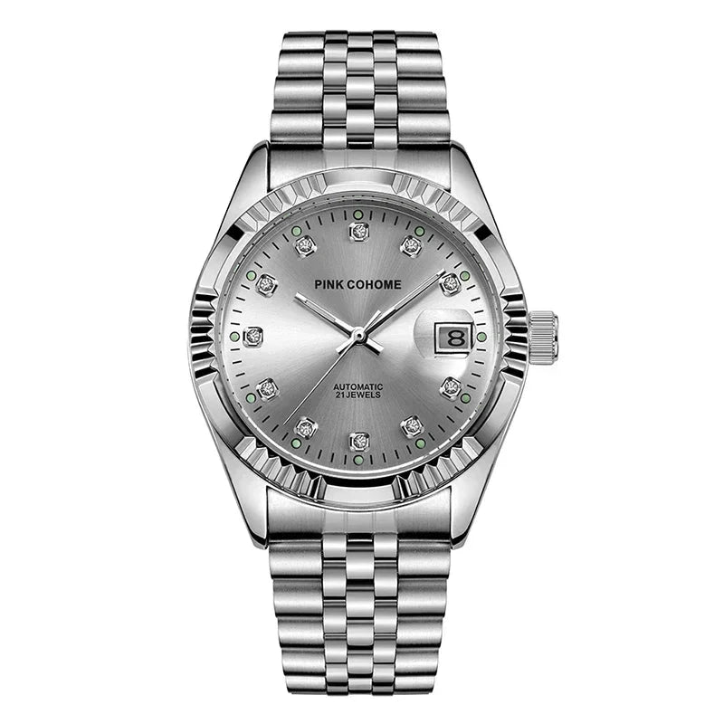 Watch Poedagar Pink Cohome Automatic Belleza & Glamour Silver White 