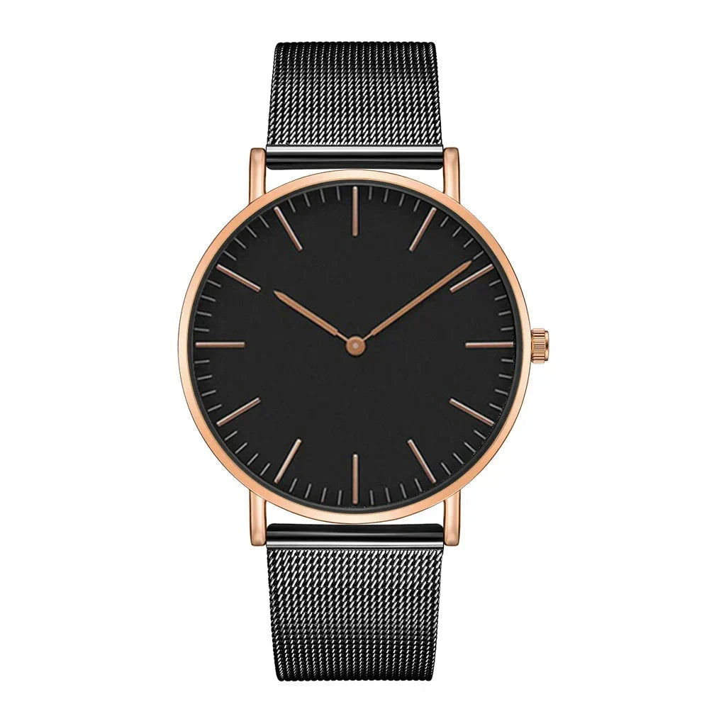 Women's Round 38mm Watch relógio Belleza & Glamour Preto - Rosé 